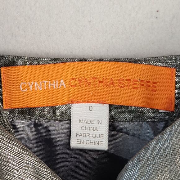 Cynthia Cynthia Steffe Silver 100% Linen Fit and Flare Cocktail Dress, Size 0 - Picture 3 of 16